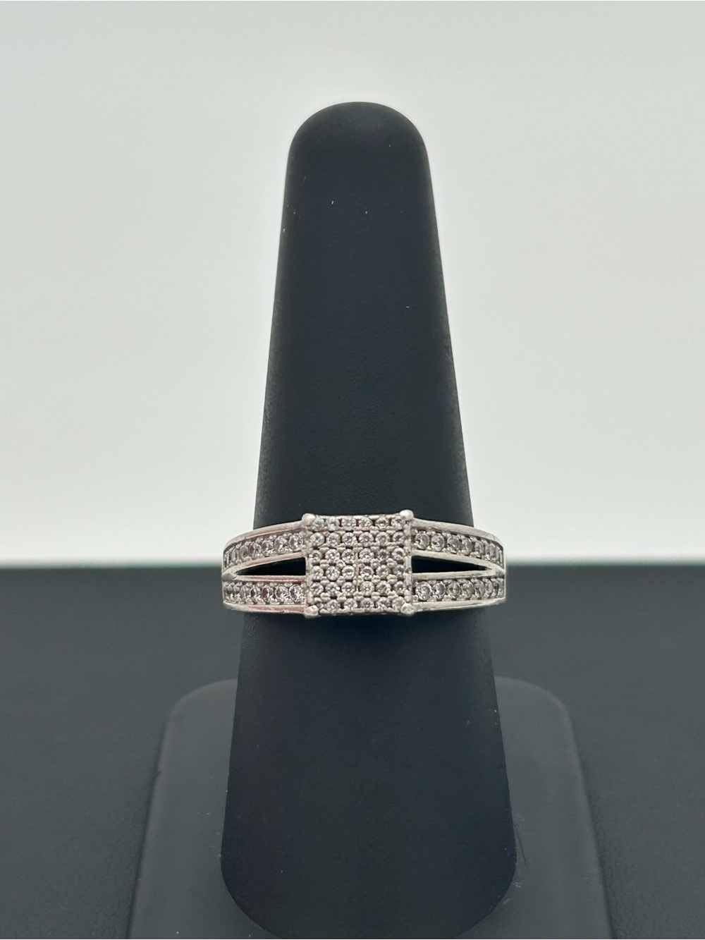 Sterling Silver Pavé Square Cluster Ring